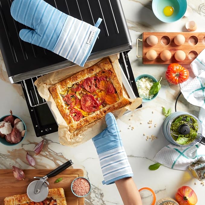KitchenAid Albany Oven Mitt 2-Pack Set, Blue Velvet, 7"x13"