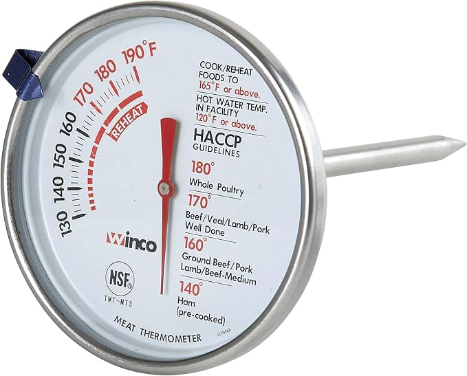Winco 3-Inch Dial Meat Thermometer with 5-Inch Probe