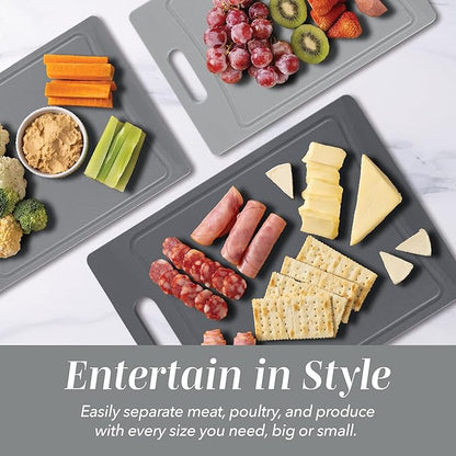 COOK WITH COLOR Non-Slip Cutting Board Set – Kitchen Essentials with Easy Grip Handle for Meat, Veggies, and Fruits, 4 Cutting Boards, Gray-New - Image 6