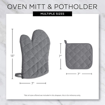 DII Basic Terry Collection 100% Cotton Quilted, Oven Mitt, Mint, 2 Piece