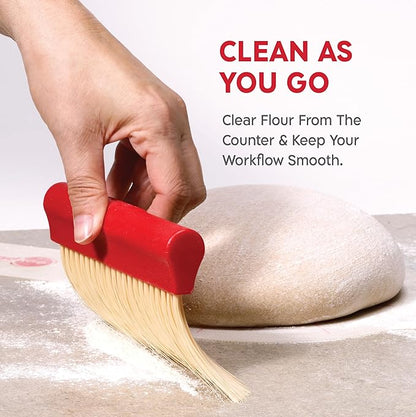 KneadAce Dough Scraper & Baker’s Brush Set. Stainless Steel Bench Scraper & Flour Cleaning Brush. Kitchen Tool for Pastry, Sourdough and Baking Prep Bread Dough Cutter, Gift For Bakers (White/Red) - Image 6