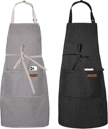 Serrenf 2 Pack Apron, Cooking Kitchen Aprons, Adjustable Bib Apron with 2 Pockets for Men Women Chef Apron by serrenf