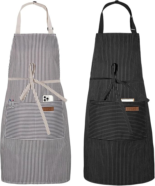 Serrenf 2 Pack Apron, Cooking Kitchen Aprons, Adjustable Bib Apron with 2 Pockets for Men Women Chef Apron by serrenf