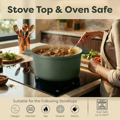 Gotham Steel 5 Qt Lightweight Dutch Oven Pot with Lid & Holders, Ceramic Non Toxic, Oven Safe & Even Heat Retaining Dutch Oven for Bread Baking Sourdough, Soup, Casserole, 70% Lighter than Cast Iron - Image 7