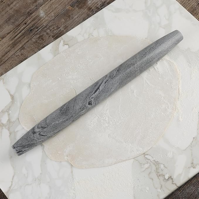 Koville African Natural Marble French Rolling Pin, 16inch Non-Stick Rolling Pin for Baking, Dough Roller for Pasta, Dumpling, Fondant, Pie, Bread, Pizza, Kitchen Baking Tools(Monte Grigio) - Image 4