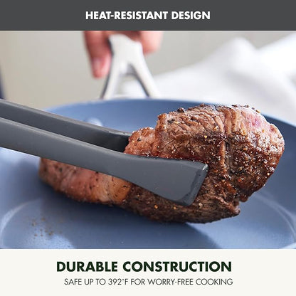 GreenPan Silicone Tong, Cooking Grilling Serving, Salad, Kitchen Utensil, Flexible Rubber Nonstick Cookware, Rigid Steel Core, Heat-Resistant, Anti-Slip Handle, BPA-Free, Dishwasher Safe, Gray - Image 6
