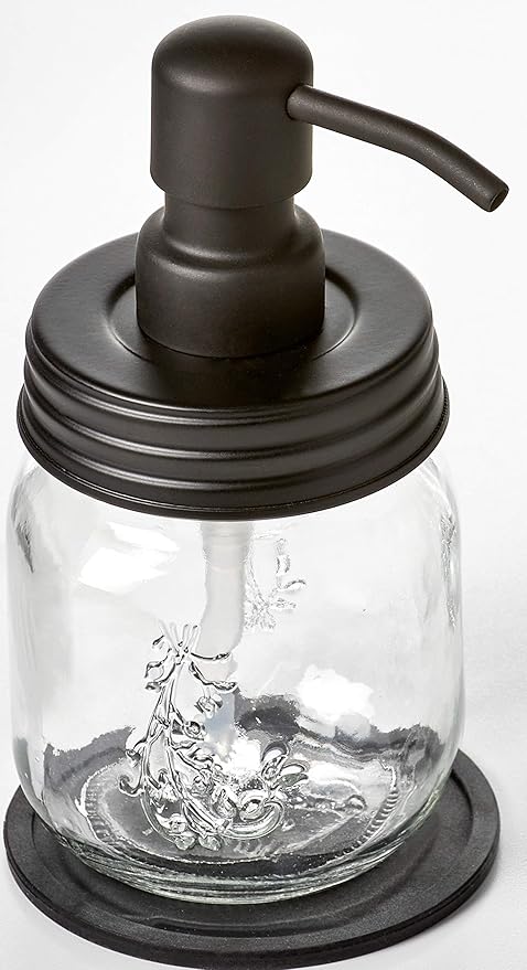 12oz Mason Jar Black Soap and/or Lotion Dispenser for Hand Sanitizer; Petite, Cute and Compact Liquid Soap or Hand/Body Lotion Refillable Dispenser (Black, Single 12oz)