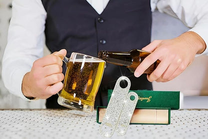 Silver Beer Bottle Opener Diamond Bling Beer Bottle Opener - Sparkling Crystal Opener for Women, for Home, Party, Wedding,Bar- 2Pcs, Handmade for Her and Bartenders
