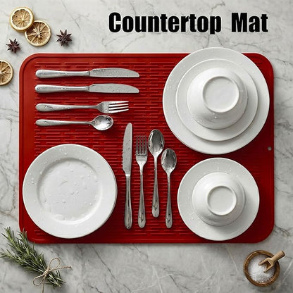 MicoYang Silicone Dish Drying Mat for Multiple Usage,Easy clean,Eco-friendly,Heat-resistant Silicone Mat for Kitchen Counter or Sink,Refrigerator or Drawer Liner Red 2XL 24 inches x 18 inches - Image 3
