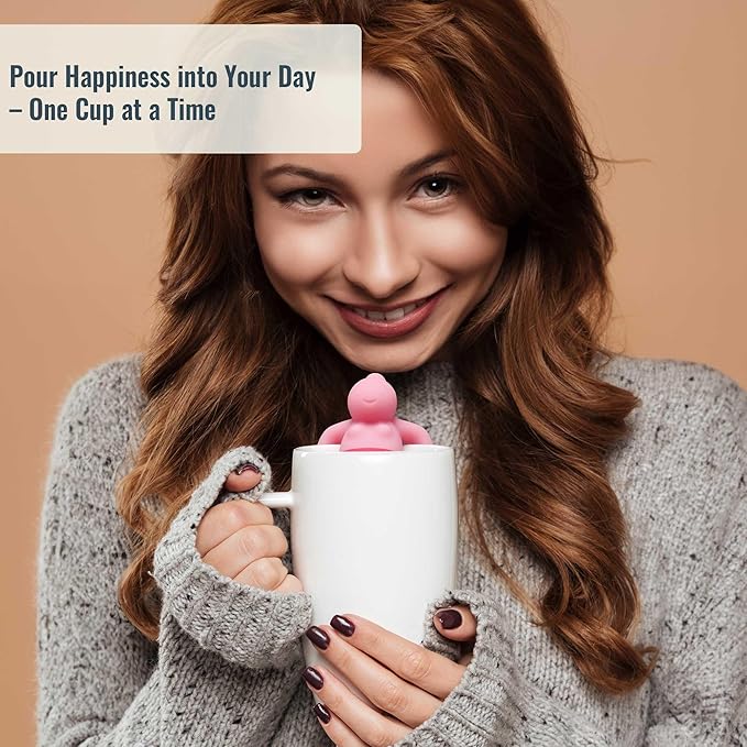 Cute Tea Infuser Girl - Reusable Loose Leaf Tea Steeper for Mug or Cup, Funny Silicone Strainer, Gift Idea for Women or Tea Lovers, Pink