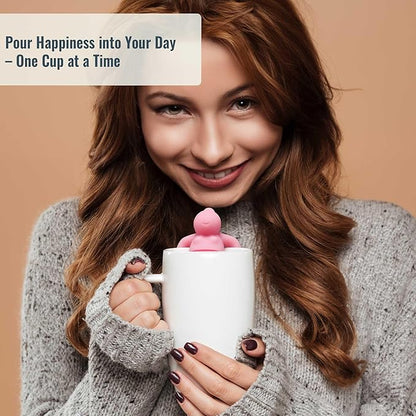 Cute Tea Infuser Girl - Reusable Loose Leaf Tea Steeper for Mug or Cup, Funny Silicone Strainer, Gift Idea for Women or Tea Lovers, Pink