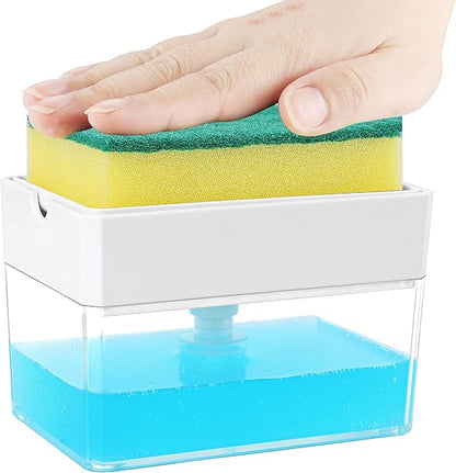 Premium Quality Soap Dispenser with Added Features for Kitchen - Sponge Holder Sink Dish Washing Soap Dispenser White
