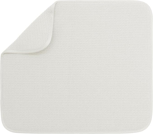 S&T INC. Dish Drying Mat, 16” x 18”, Absorbent Microfiber Kitchen Counter Mat, Dish Drying Pad for Dishes, Utensils, Pots and Pans, Large, Cream by STINC