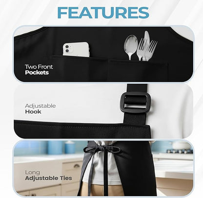 Utopia Kitchen 4 Pack Bib Apron Adjustable with 2 Pockets, Water and Oil Resistant, Cooking Kitchen Chef Apron for Women Men - Image 4