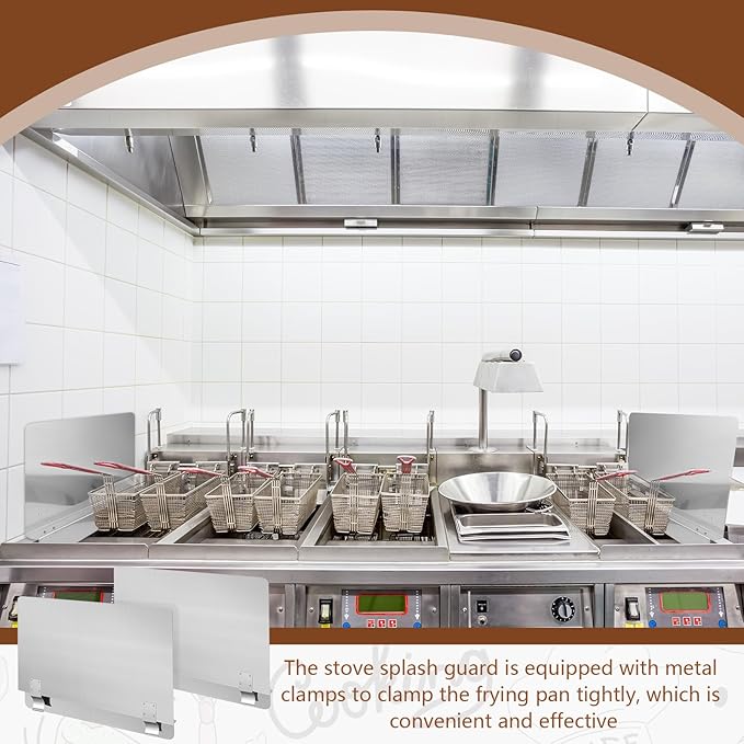 Ferraycle 2 Pack 20-1/2" W x 9" H 304 Stainless Steel Fryer Splash Guard for Stove & Kitchen, Oil Splatter Screen Protection, Heavy Duty Grease Barrier for Frying, Grilling, Easy Clean, Universal Fit - Image 7