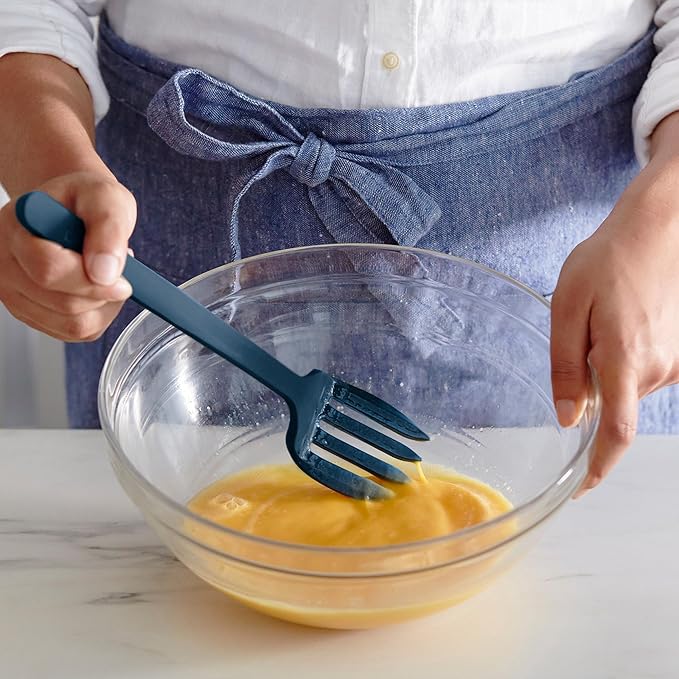 GreenPan Silicone Ultimate Fork, Mixing Stirring Serving, Cooking Kitchen Utensil, Flexible Rubber Nonstick Cookware, Rigid Steel Core, Heat-Resistant, Anti-Slip Handle, BPA-Free Dishwasher Safe, Blue - Image 3