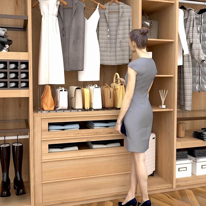 SPACEKEEPER Adjustable Shelf Divider for Closet, Clear Purse Organizers for Closet Acrylic Handbag Separators Storage Organizer Bookshelf Separator Dividers in Bedroom, Office - Image 6