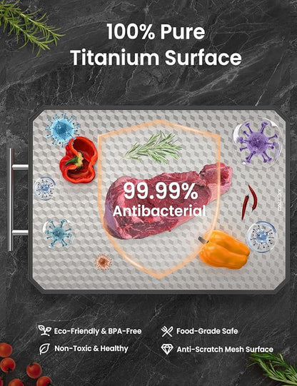 Cutting Board for Kitchen, Non Toxic Titanium Cutting Board, Double-Sided Metal Chopping Board with Juice Groove, Cutting Boards for Meat, Vegetables and Fruits, Dishwasher Safe Large 16”×11” - Image 3