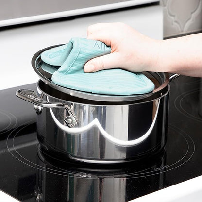 All-Clad Premium Pot Holder & Heating Pad, (2-Pack) Heat Resistant to 500 Degrees, 100% Cotton 10"x6.25" for Kitchen and Barbeque, Rainfall - Image 2