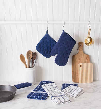 DII Basic Terry Collection Quilted 100% Cotton, Potholder, Nautical Blue, 3 Piece - Image 4