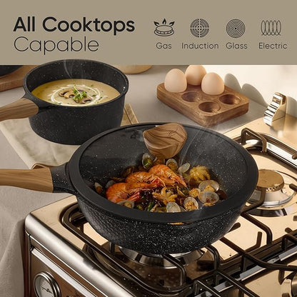 CAROTE 26PCS Pots and Pans Set Non Stick, Cookware Set Pots and Pans Induction Cook Ware, Nonstick Kitchen Cooking, PFOA Free, Black - Image 8