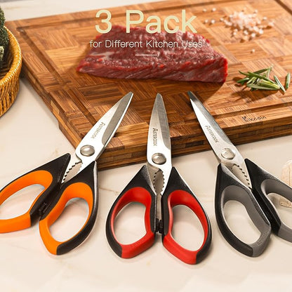 Astercook Kitchen Scissors All Purpose Heavy Duty,3 Pack Kitchen Shears Set,Stainless Steel Kitchen Gadgets for Cutting Food,Poultry,Meat,Vegetable,Herb Dishwasher Safe Utility Tools Home Gift - Image 5