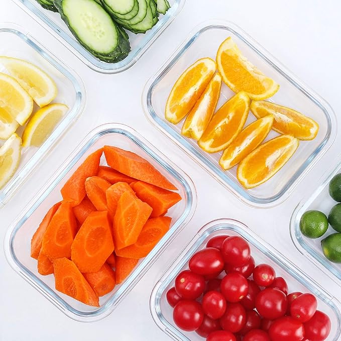 M MCIRCO 10-Pack,22 Oz Glass Meal Prep Containers,Glass Food Storage Containers with lids,Lunch Containers,Microwave, Oven, Freezer and Dishwasher (Gray) - Image 2