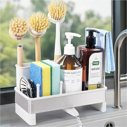 Kitchen Sink Caddy Organizer, Stainless Steel Sponge Holder, Kitchen Caddy Sink Organizer with Dish Brush Holder and Dishcloth Rack, Rustproof Dish Sponge Drying Rack for Countertop Storage by Unknown
