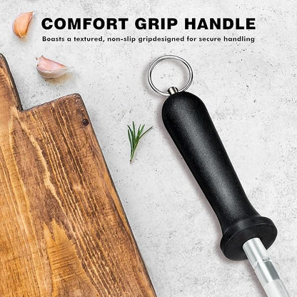 Knife Sharpener Rod, Kitchen Knives Sharpener Carbon Steel Professional Knife Sharpening Steel, Honing Rod with Hanging Holes (13 inches) - Image 4