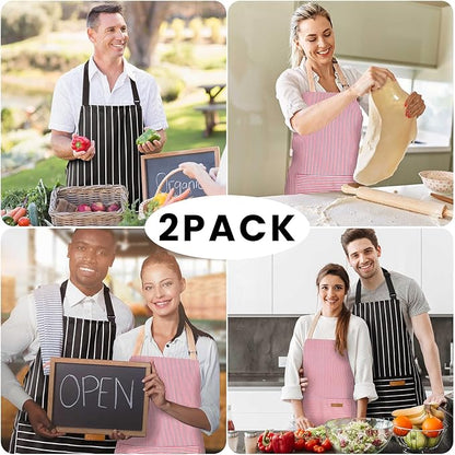 BeLuyi 2 Pack Adjustable Bib Apron with 2 Pockets Chef Cooking Kitchen Restaurant Aprons for Women Men - Image 7