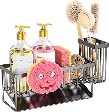 Sponge Holder for Kitchen Sink,Smiley Face Sink Caddy with Removable Brush Holder,Self-Draining Sponge Caddy for Sponge,Soap,Dish Brush,Scrubber,Kitchen Essentials and Gadgets - Image 6