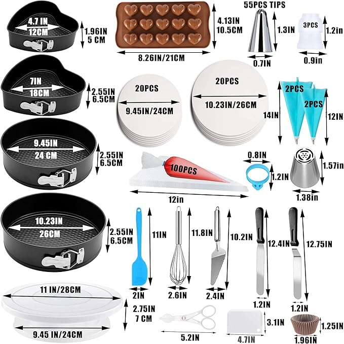 540PCS Cake Decorating Kit - Baking Supplies with 4 Springform Pans, Rotating Turntable, Decorating Tools, Cake Baking Supplies Set for Beginners - Image 2