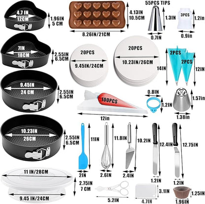 540PCS Cake Decorating Kit - Baking Supplies with 4 Springform Pans, Rotating Turntable, Decorating Tools, Cake Baking Supplies Set for Beginners - Image 2