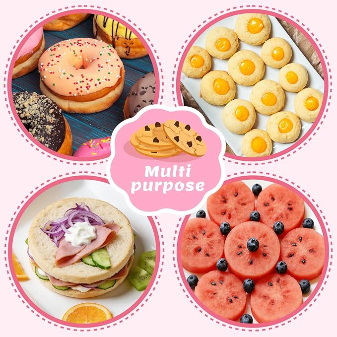 Nifogo Round Circle Cookie Cutter 5 Pcs, Biscuit Cutters, Stainless Steel Sandwich Cutter, 5 Different Sizes for Baking Donut English Muffin Scones