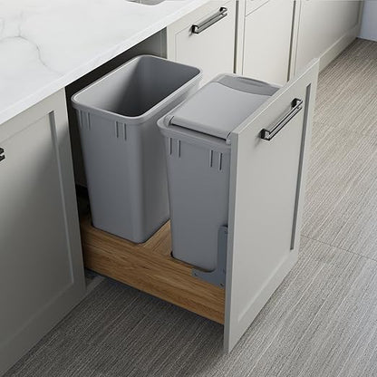 Dowell Double 50Qt Undermount Trash Pull-Out Waste Container with Full Extension Soft-Close Slides, Bottom Mounted, Face Frame/Frameless Min. Cabinet Opening: 15-1/2 Inch Wide-4008 0218 50 - Image 8