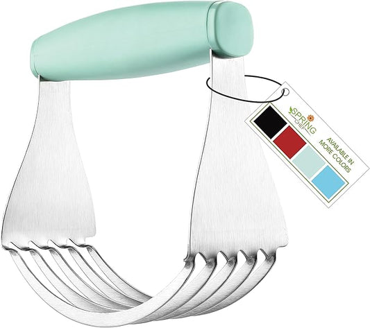 Spring Chef XL Dough Blender For Baking, Heavy Duty Manual Dough Mixer, Stainless Steel Pastry Cutter with Sharp Blades, Pastry Blender for Easy Mixing, Dishwasher Safe - Mint by SpringChef