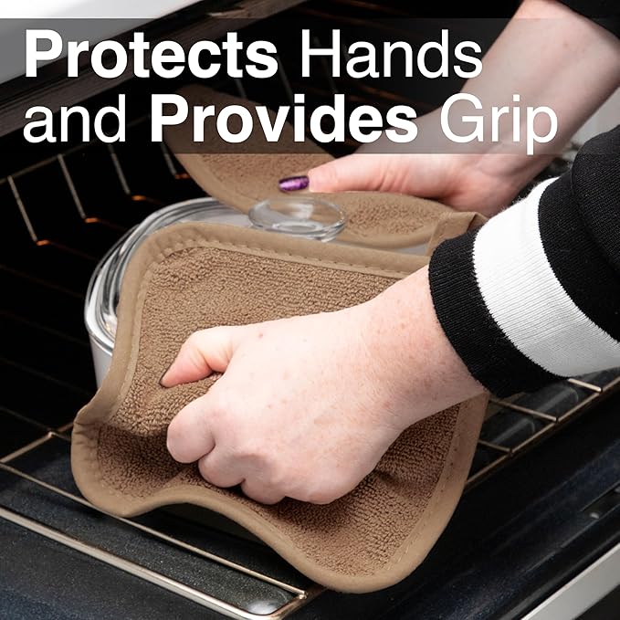 RITZ Terry Potholder & Hot Pad: Unparalleled Heat Resistant, Durable 100% Cotton – Ergonomically Designed for Optimal Grip – Easy-Care Machine Washable – 2-Pack, Mocha - Image 5