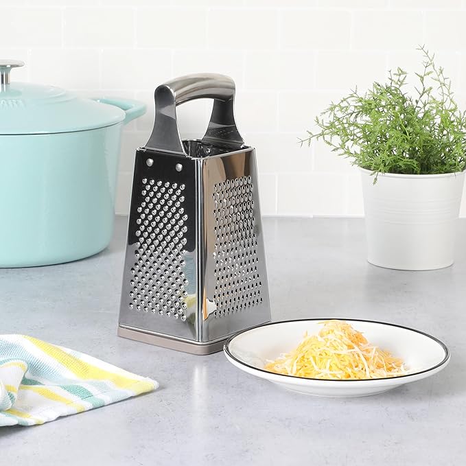 Martha Stewart Sprucedale 9.5-Inch Stainless Steel 4-Sided Box Grater – Durable Kitchen Cheese and Food Grater with Multiple Grating Surfaces - Image 2