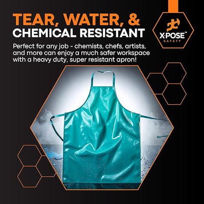 Xpose Safety Heavy Duty Vinyl Waterproof Aprons, White - For Home, Industrial and Commercial Use - Chemical Resistant