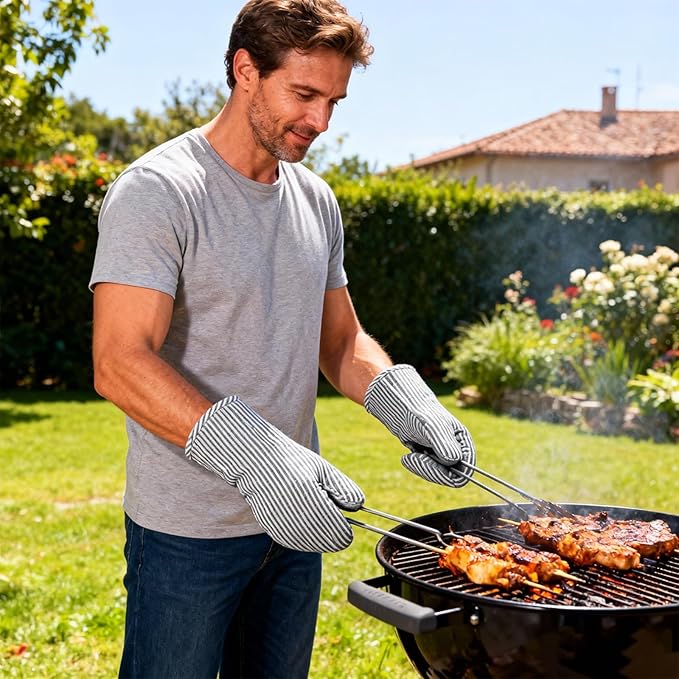 4 Pcs Oven Mitts and Pot Holders Heat Resistant Oven Mitts Sets Non Slip Oven Mitt and Pot Holders for Baking Cooking - Image 4