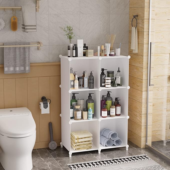 Stackable Closet Organizers and Storage 6 Cube Storage Organizer Closet Organizer for Bathroom Closet Storage for Wardrobe - Image 8