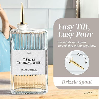 COOK WITH COLOR Olive Oil Dispenser Bottle - 4 Pk Glass Oil Dispenser for Kitchen - Condiment, Coffee Syrup & Vinegar Dispenser, Olive Oil Cruet, Includes 8 Auto Pourer Spouts - Image 7