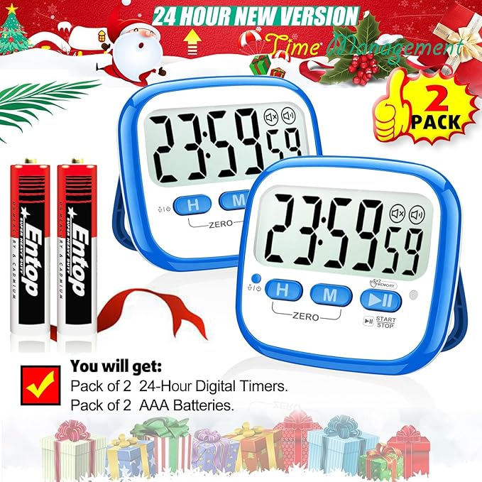 AyayaBoss 2-Pack Magnetic Kitchen Timers for Cooking, Digital Stop Watch Countdown Timer for Kids, Teachers, Classroom, Office, Exercise - Battery Included - Image 8