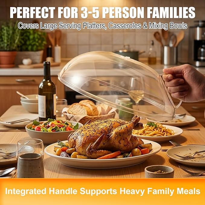 Microwave Splatter Cover for Food 12",Large Clear Microwave Splash Guard Cooker lid with Handle,Dish bowl Plate Serving Cover Home Kitchen Essential,BPA-Free,Saft Plastic
