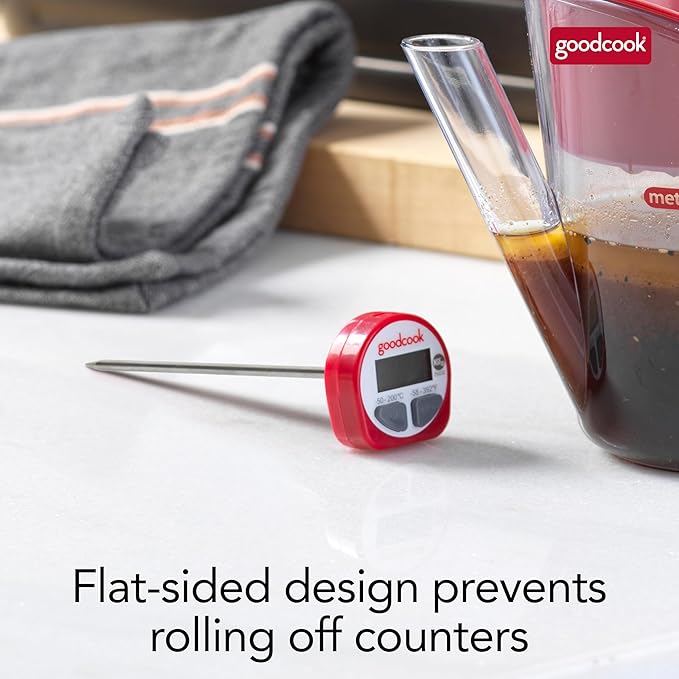 GoodCook Everyday Digital Food Thermometer Instant Read with Stainless Steel Probe, Fahrenheit & Celsius Display & Includes Storage Sleeve, Red - Image 5