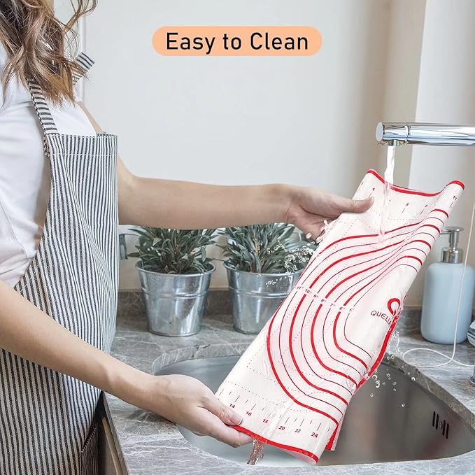 Extra Large Silicone Pastry Mat, Baking Mat with Measurement, Kitchen Counter Mat for Fondant, Rolling Dough, Pie Crust, Pizza and Cookies - Oven Liner Mat/Kneading Matts, 24" x 32", Red - Image 7