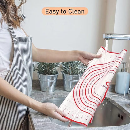 Extra Large Silicone Pastry Mat, Baking Mat with Measurement, Kitchen Counter Mat for Fondant, Rolling Dough, Pie Crust, Pizza and Cookies - Oven Liner Mat/Kneading Matts, 24" x 32", Red - Image 7