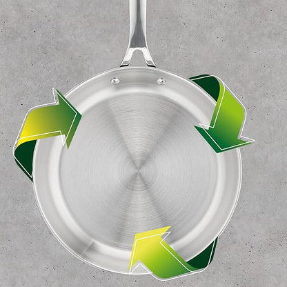 T-Fal x Jamie Oliver Stainless Steel Fry Pan 9.5-Inch, Induction Compatible, Oven Safe up to 500°F, Chef's Stainless Steel Skillet, Frying Pan, Silver - Image 8