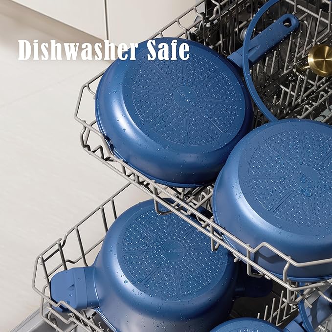 CAROTE 2QT & 2.5QT Sauce Pan Sets with Lid & Ladle Cooking Pots Nonstick Saucepans Cookware Set Small Kitchen Pot, Induction Comptable, Easy to Clean, PFOA FREE (Blue) - Image 5