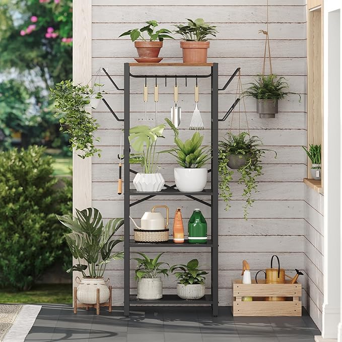 MAHANCRIS 4-Tier Pot Rack, Pots and Pans Organizer for Kitchen, Lid Organizer Rack with U-Shaped Lid Holders, Kitchen Storage Shelf for Standing Cookware, Rustic Brown and Black POHR3001 - Image 7